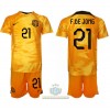 Maglia ufficiale Paesi Bassi Frenkie de Jong 21 Casa Mondiali 2022 per Bambino